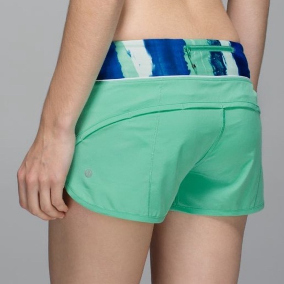 Lululemon Speed Short *4-way Stretch Menthol / Brush Strokes Harbor Blue Menthol - Picture 1 of 12